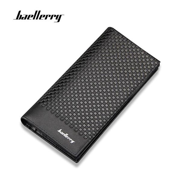 

baellerry fashion korean slim men's wallets leather black purse long male designer card holder wallet, Red;black