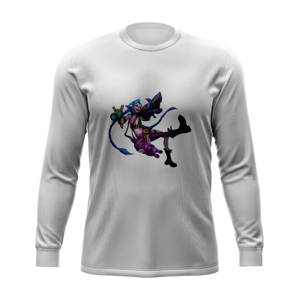 

3d printing jinx t-shirt lol arcane cool street trend party wear round neck long sleeve printing daily fashion top, White;black