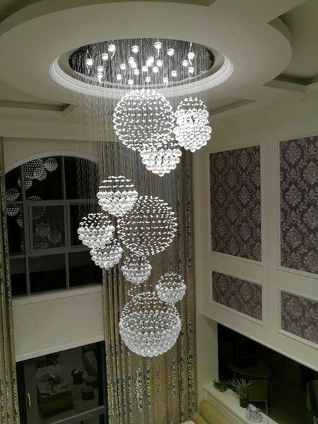 

chandeliers lamps long crystal chandelier lighting lustres lampadari modern stage led light clear fixtures stair