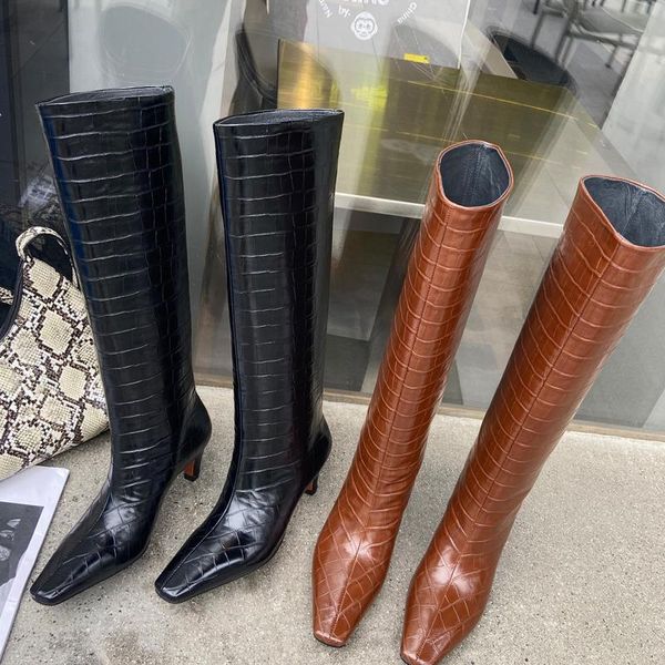 

size 34-43 new women knee high boots strange heel fashion winter long boots ladies party footwear women shoes, Black