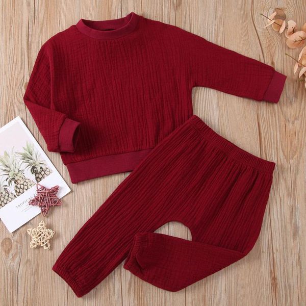 

clothing sets infant 2pcs baby girls fashion autumn winter long sleeve solid ruffles crew neck + pants outfits children, White