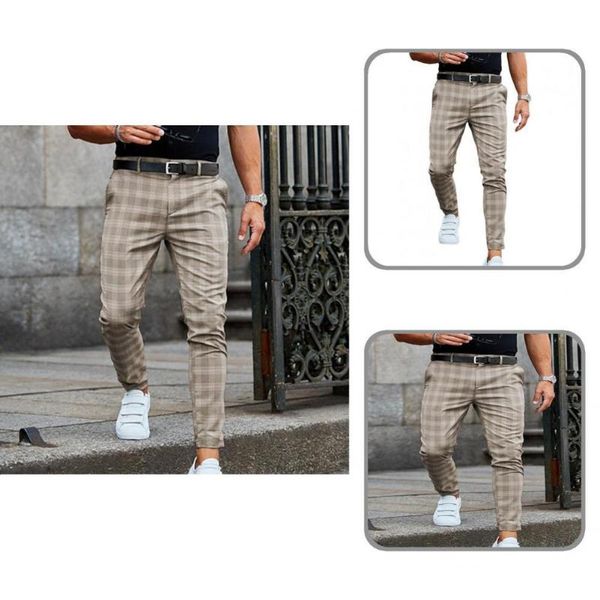 

men's pants bottoms stylish loose-fitting mid-rise warm plaid for dating, Black