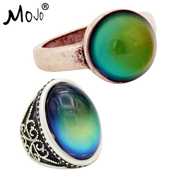 

wedding rings 2pcs vintage ring set of on fingers mood that changes color strength for women men jewelry rs036-052, Slivery;golden