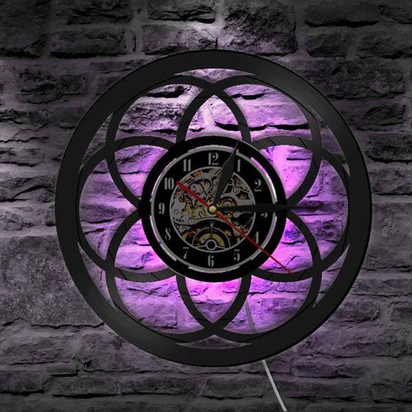 

wall lamp flower of life geometric record clock minimalism geometry home decor light seed mandala modern design