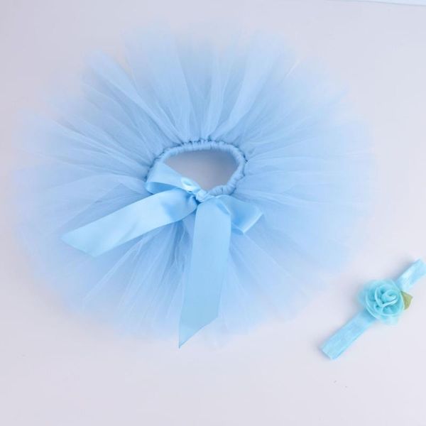 

light blue baby girls fluffy tutu skirt & headband set newborn p prop costume infant birthday tulle tutus outfit for 0-12m