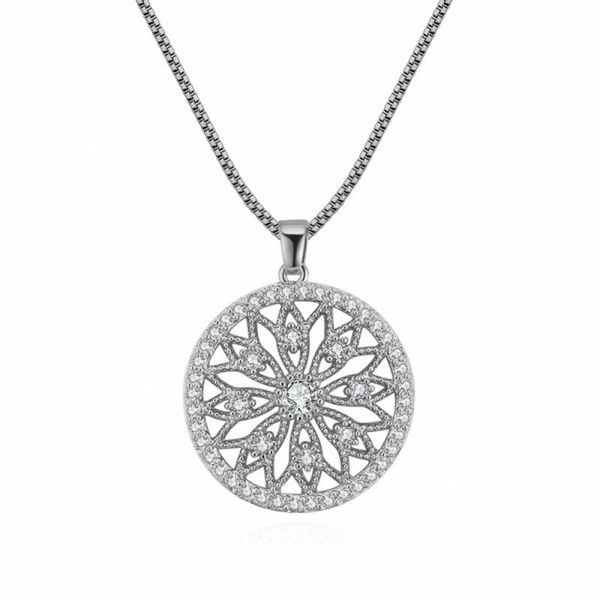 

pendant necklaces tracyswing real brand zirconia micro inlays fashion cherish flower necklace for women valentine's gift tw132914, Silver