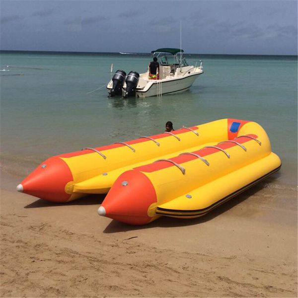 Recém-chegada personalizada bananesa inflável gangorra água flutuante 1-16 assentos infláveis ​​canoas voadoras, barcos de borracha yatch de caiaque