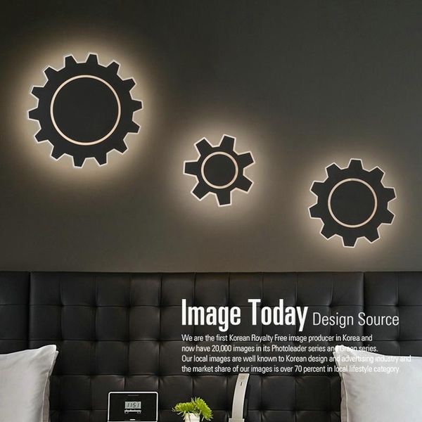 

wall lamp creative gear led diy bedroom light acrylic home indoor sconce lamps living room stair decoration lighting