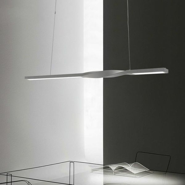 

nordic long strip pendant lights personality creativity minimalist designer led dining room modern decor kitchen hanging lamp