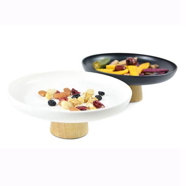 

dishes & plates creative multi-function storage tray with wooden base deskfruit sancks jewelry display plate kitchen organizer supplies