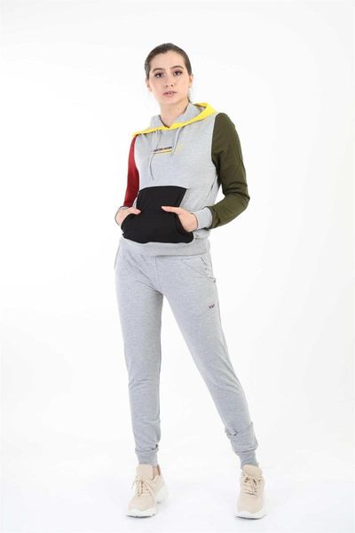 

women's hoodies & sweatshirts gray hooded kangaroo pocket tracksuit, Black