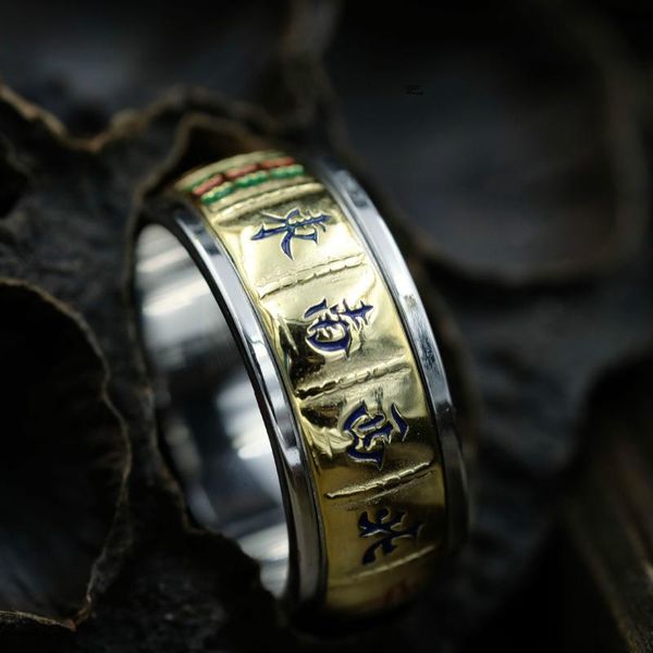 

cluster rings s925 sterling silver mahjong tibetan gold plating lovers 925 rotate, Golden;silver