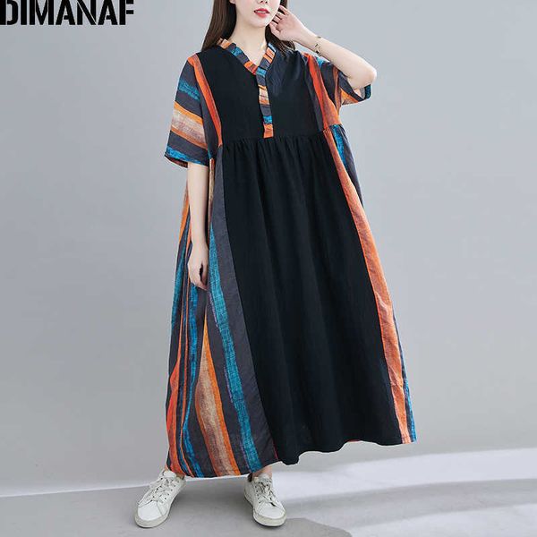 

summer plus size women dress vintage oversized indie folk lady vestidos loose cotton maxi female clothing 210531, Black;gray