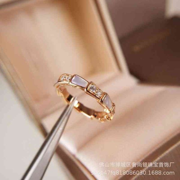 

band rings finger baojia snake female sterling silver plated 18k rose gold natural white fritillaria red agate bone wedding diamond