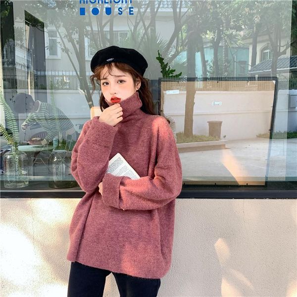 

women's sweaters winter sweater women turtleneck plus size knitted for warm female korean style, White;black