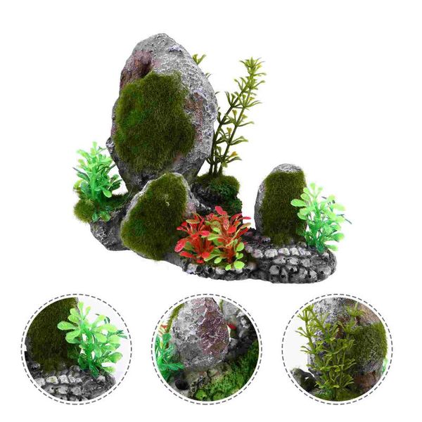

decorations aquarium stone ornament artificial moss mountain view decoration
