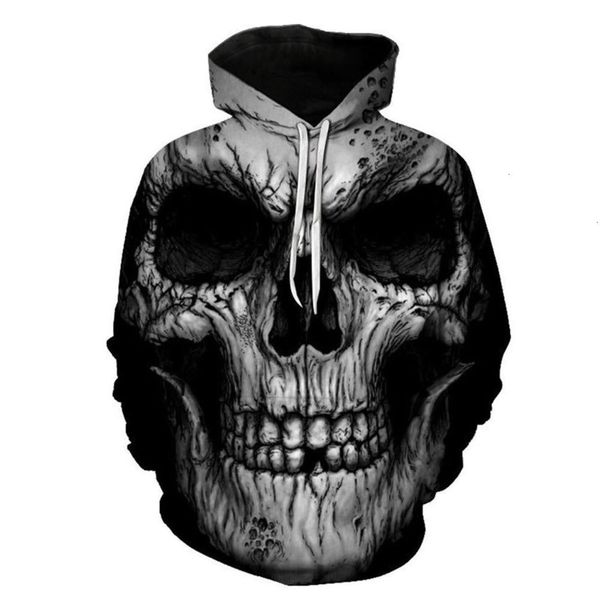 

2021 new skull 3d digital printing men's long sleeve hooded sweater hoodies sweaters for men, Black