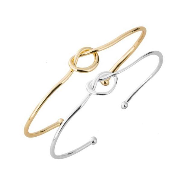 Yiustar New Open Love Knot Braccialetti in rame elasticizzato per donna Dainty Knot Bangles G004 Q0719