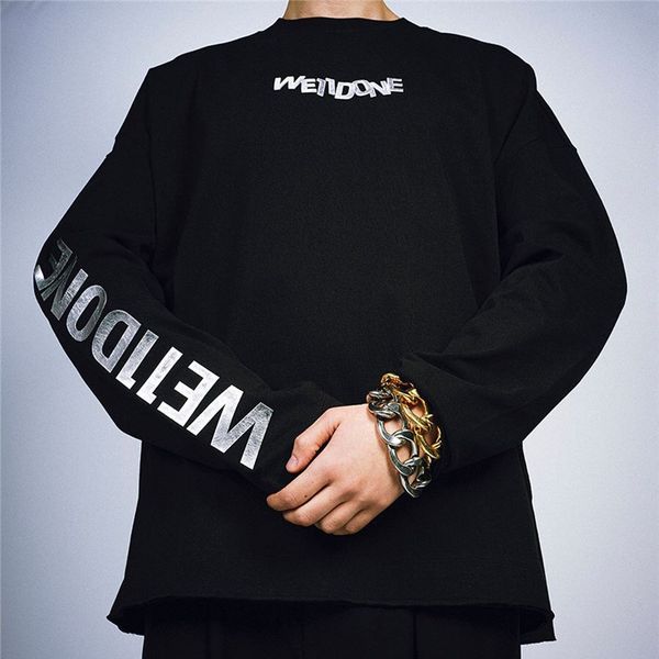 

2021 new metallic 3d letters we11done t shirt men women 1:1 streetwear t-shirt welldone tees rxwe, White;black