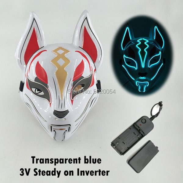 Accessori per costumi Vendite calde Halloween Spaventoso Cosplay Maschera Decorazione LED Maschera per il viso luminosa Mascara Costume DJ Maschera per feste Anime Fox