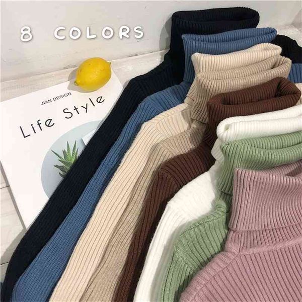 

turtleneck sweater womens autumn winter korean slim women pullover jumper knitted sweater pull femme hiver truien 210918, White;black