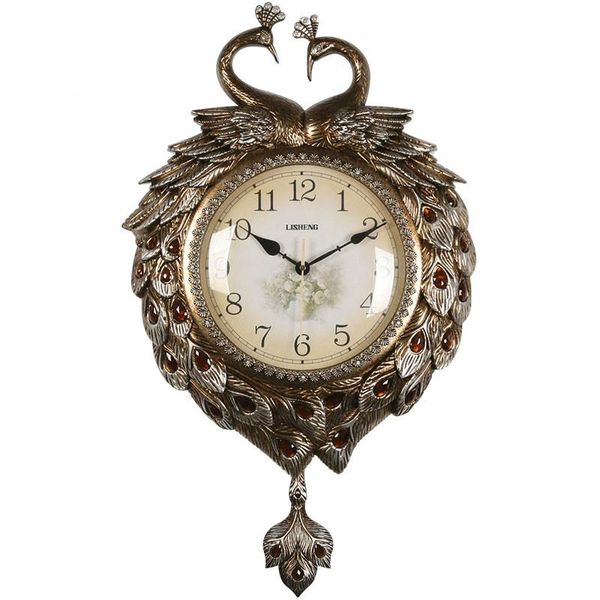 

wall clocks peacock europe clock modern design silent living room watch bedroom creative quartz reloj pared home decor ec50zb