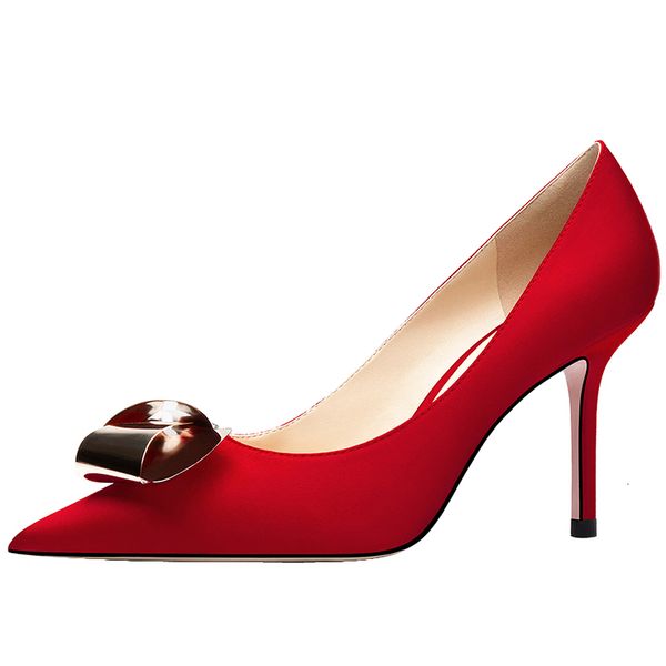 

silk satin quality wedding of the bride stilettos shoes lady high heels metal 71zw, Black