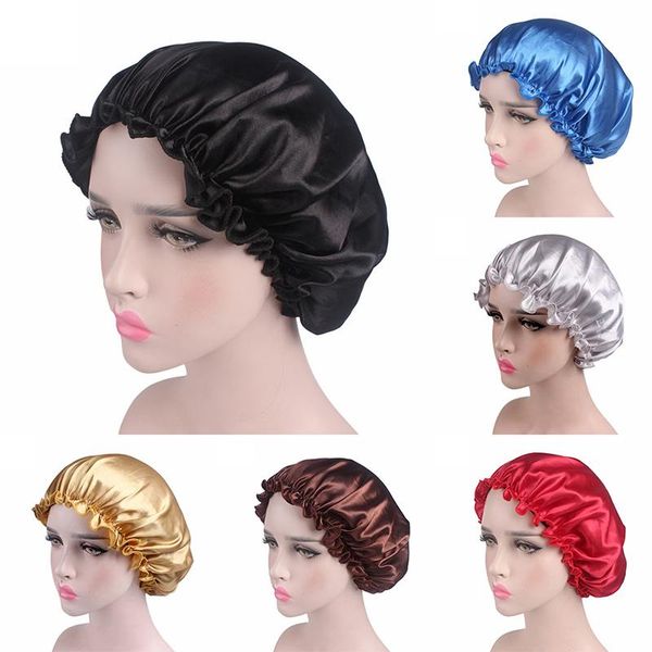 

shower caps adjust hair satin bonnet for sleeping cap silk femme women night sleep head cover