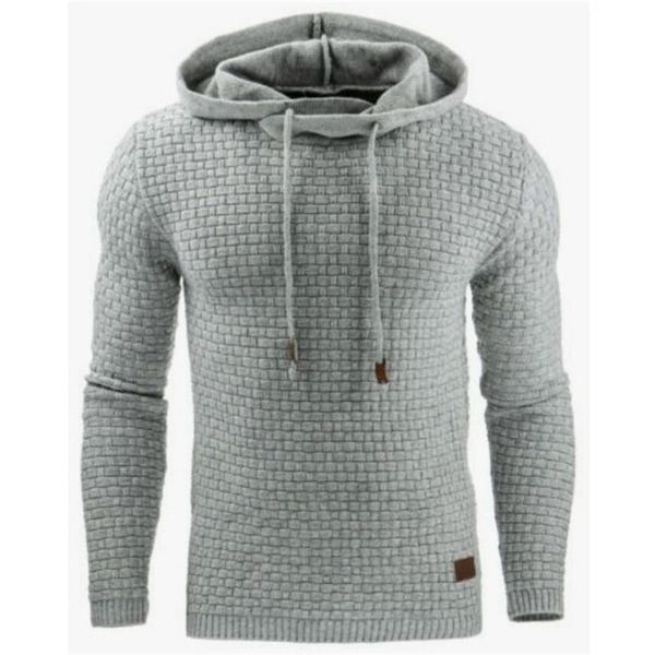 

new autumn men's jacquard fleece hoodie slim hooded sweatshirts mens pullover coats male casual sportswear streetwear 201127, Black