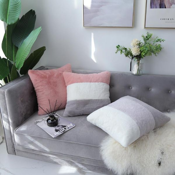 

nordic modern short plush pillows imitation fur cushion for sofa bedside