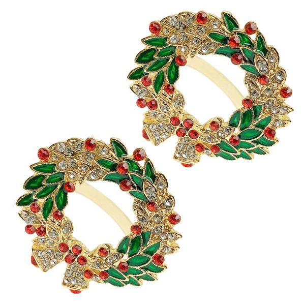 

napkin rings 2pcs christmas clasps wreath shaped buckles (golden)