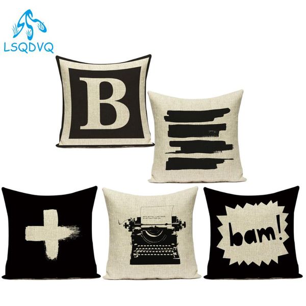 

cushion/decorative pillow decorative throw pillows case black white letter style home geometric cotton linen sofa cushion cover for living r