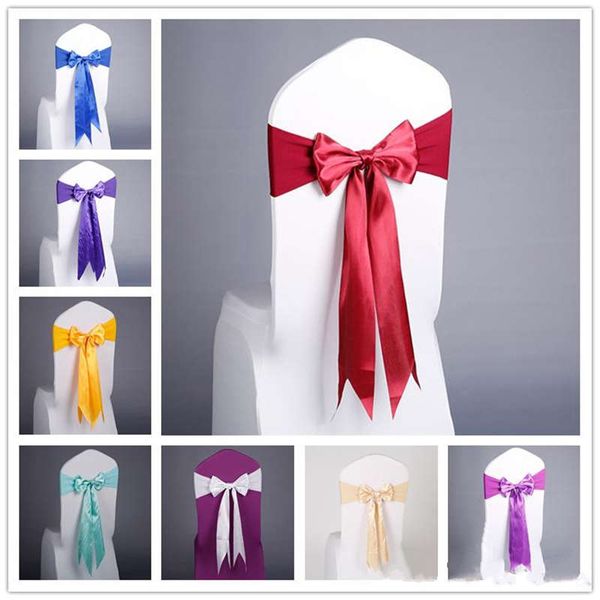 

17 colors spandex chair sashes lace-up elastic chair cover chair band with silk bow for event party wedding decoration supplies