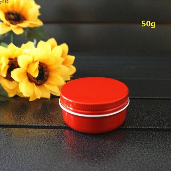 50g 50ml 56 * 27mm vazio vermelho redondo pequeno caixa de alumínio metal lata latas diy creme recarregável frasco de chá potenciômetro de chá recipiente