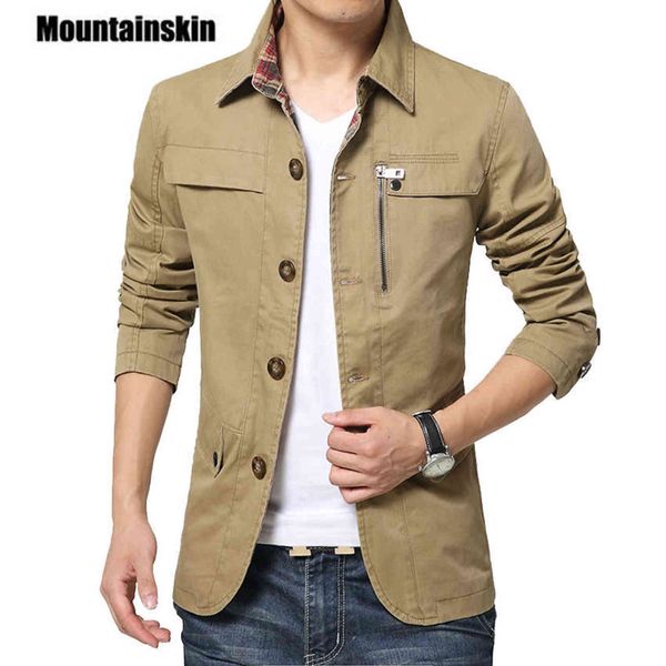 

mountainskin 2021 men's jacket coat 4xl casual solid men outerwear slim fit khaki army cotton male jackets brand clothing sa220 y1122, Black;brown