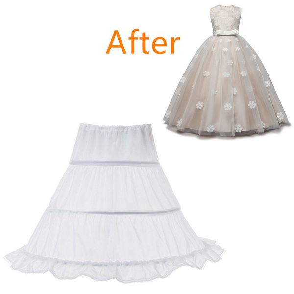 

classic white princess 3 hoops petticoat baby lace trim flower girls underskirt elastic waist drawstring for  perfect match