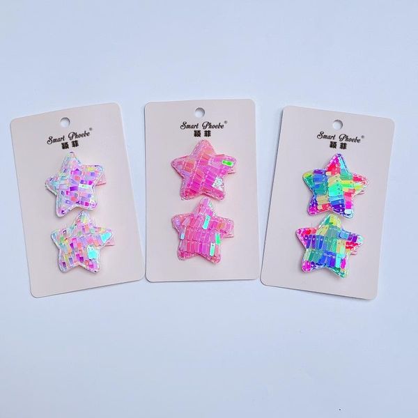 

hair accessories boutique 15sets fashion sequin star haripins glitter cartoon gradient rainbow colors barrettes princess headwear hairaccess, Slivery;white
