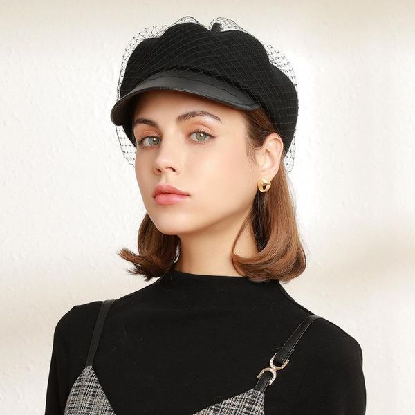 

beanies 2021 japanese and korean 100% australia wool pu leather cloche hat irregular sboy cap lady chic berets women felt fedora hats