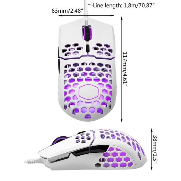 

honeycomb shell gaming mouse 16000 dpi pixart pmw 3389 optical sensor rgb mice