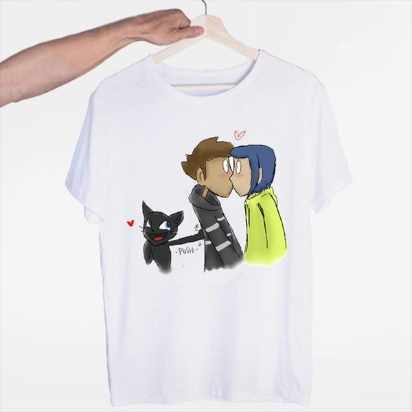 

coraline summer fashion print mens casual o neck brand funny tees, White;black