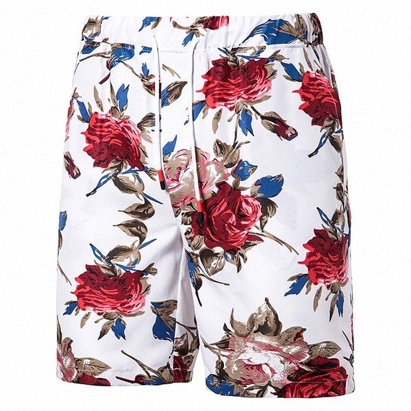 

men's casual shorts bermuda shorts knee length plus size pants casual holiday micro-elastic graphic leaf mid waist blue black red m  x, White;black
