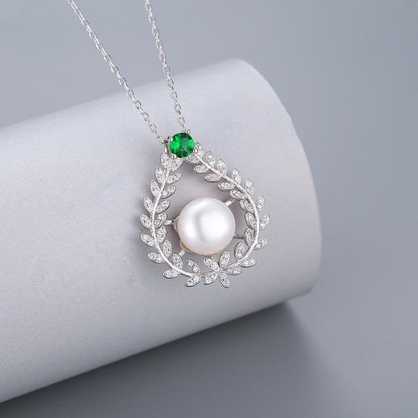 

pendant necklaces womens 925 sterling silver crystal natural freshwater pearl jewelry fashion cz girls luxury collier chain 2021