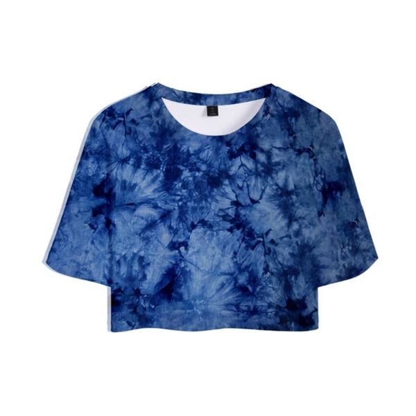 Damen T-Shirt Frauen Crop Tops Paisley Tie Dye 3D Gedruckt Mode Lässig Sommer Kurzarm Pyjamas Streetwear T-shirt Jogger Strand
