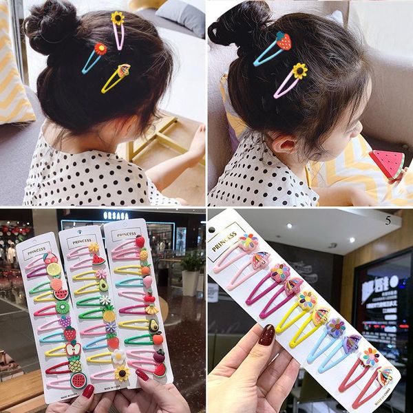 

hair accessories 10pc cute children hairpin fruit cartoon clips for girls kids ornament barrettes hairclip headdress, Slivery;white