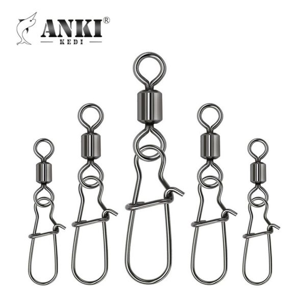 

fishing hooks anki kedi 50pcs pike accessories connector pin bearing rolling swivel stainless steel snap fishhook lure swivels tackle