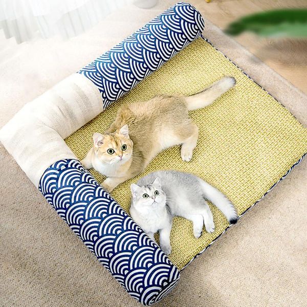 

cat beds & furniture summer refreshing pet dog bed cushion l/t-shaped square pillow machine washable cover removable large space mattress