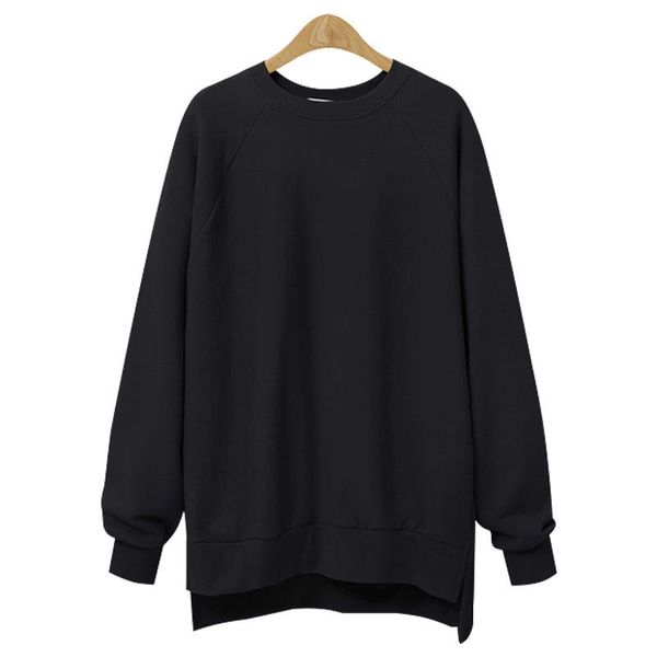 

women's hoodies & sweatshirts solid color autumn full sleeve pullovers o-neck oversize girls ladies sweatershirt hip hop style, Black