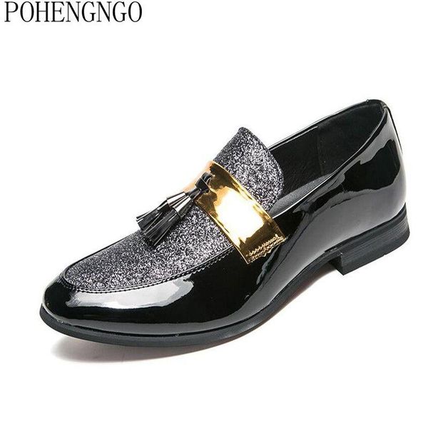 

2021 men flat black golden formal patchwork wedding shoes pu leather casual men oxford shoes slip-on man dress