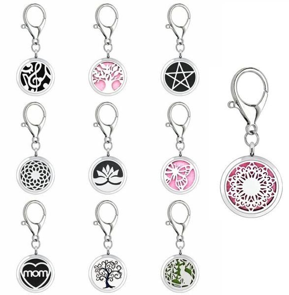 

keychains koa1 30mm diffuser locket keychain lobster clasp essential oil perfume keyrings 5pcs pads, Silver