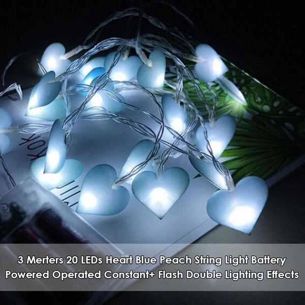 

2021 new 10/20 led heart blue rope peach light to twistable batteries folding ip44 christmas festival holiday home decoration diy afse